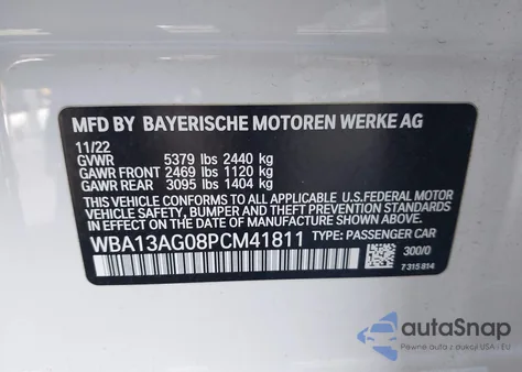 2023 BMW 530E z USA, uszkodzony, nr VIN WBA13AG08PCM41811